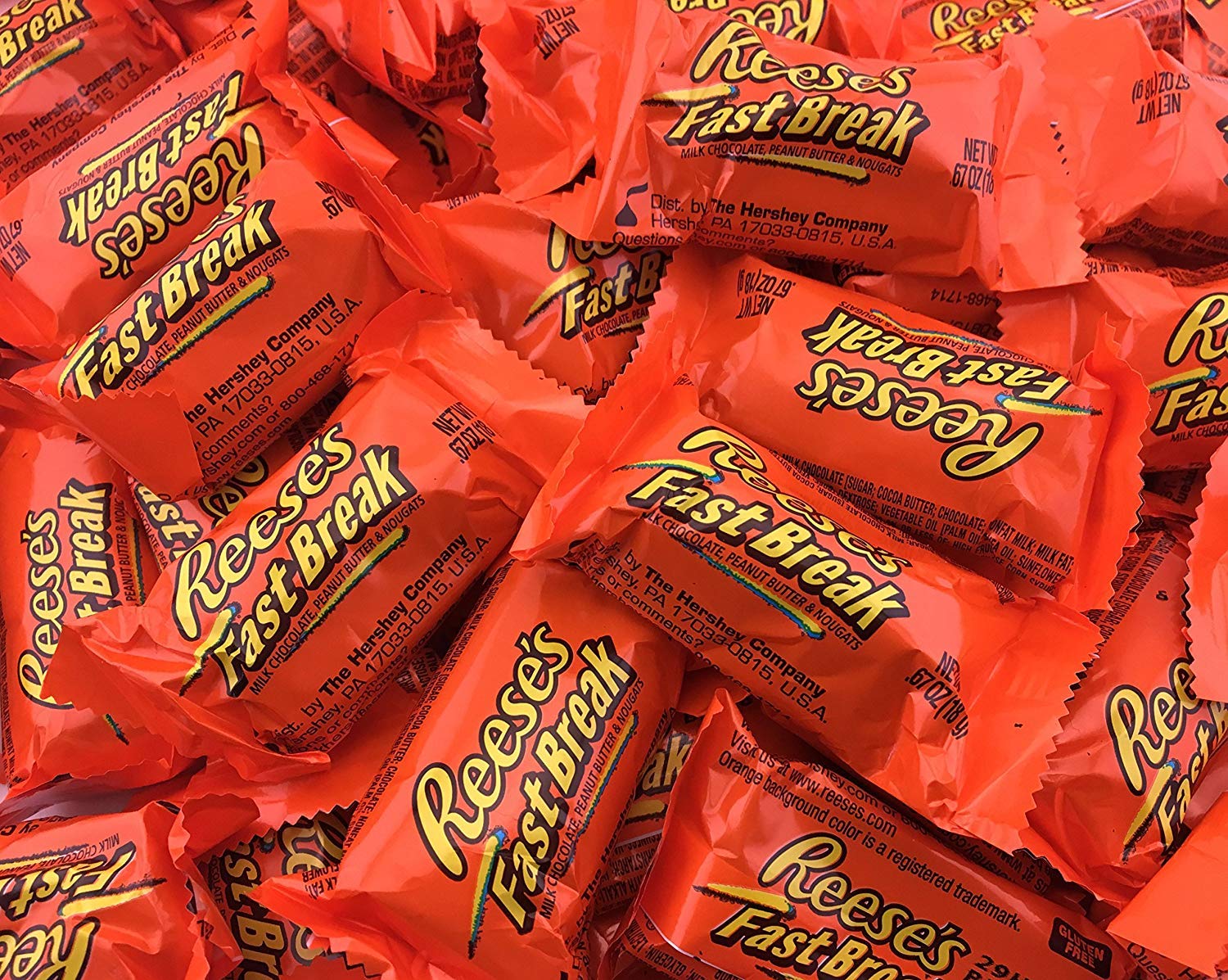 Reese's Fast Break Chocolate Bar, Peanut Butter & Nougat Milk Chocolate Candy, Snack Size Bar, Bulk Pack Of 10 Pounds