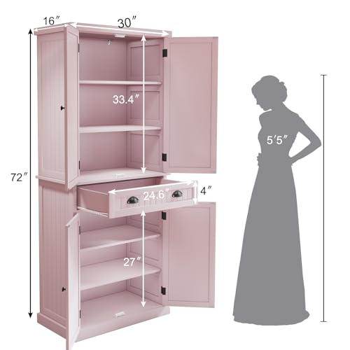 ARTPOWER Kitchen Pantry Storage Cabinet with Drawer and Adjustable Shelves, Pantry Cabinet for Kitchen, Bathroom or Hallway, Green