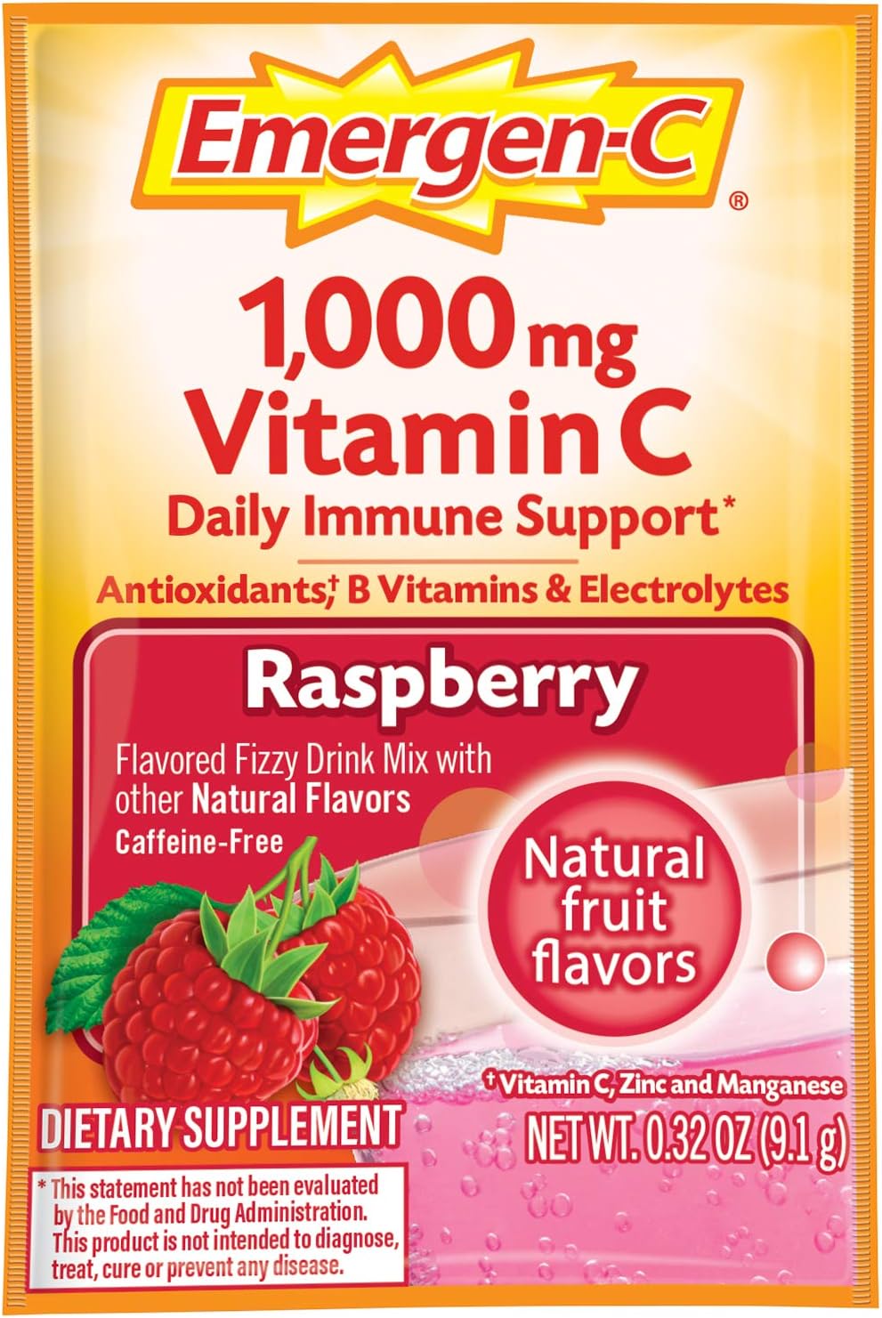 Alacer - Emergen-C Vitamin C Energy Booster Raspberry 1000 mg. - 30 Packet(s)