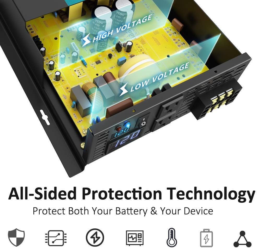 WZRELB Strong Driving Capacity 2500W 24VDC to 120VAC Pure Sine Wave Inverter Power Converter (RBP250024B1)