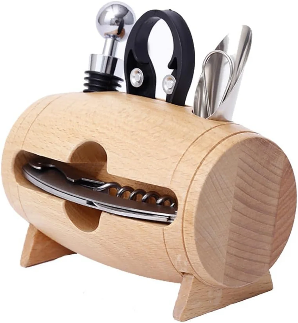 4 PCS Wine Tool Opener Accessories Set,Stainless Steel Wine Bottle Opener,Dropping Ring Decanter Bottle Opener