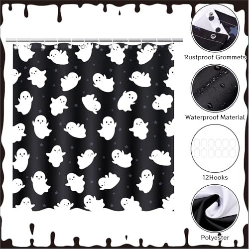 4Pcs Christmas Shower Curtain Set - Merry Christmas Bathroom Set Holiday Shower Curtain with Non-Slip Rugs, Toilet Lid Cover and Bath Mat