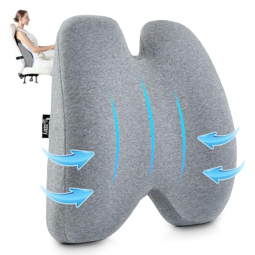 Lumbar Support Pillow for Office Chair Back Support Pillows for Car, Computer, Gaming Chair, Recliner Memory Foam Back Cushion for Pain Relief Improve Posture with Adjustable Strap