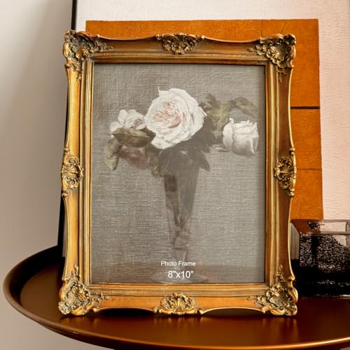 CISOO 8x10 Vintage Picture Frame Antique Ornate Black Photo Frame, for Table Top and Wall Display, Decorative Floral Design Retro Home Decor, Photo Gallery Art