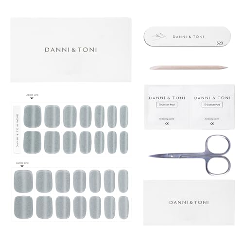 DANNI & TONI Semi Cured Gel Nail Strips Christmas Santa Claus Snowflakes Cat Eye Gel Nail Wraps 28 Stickers | Mistletoe Meow