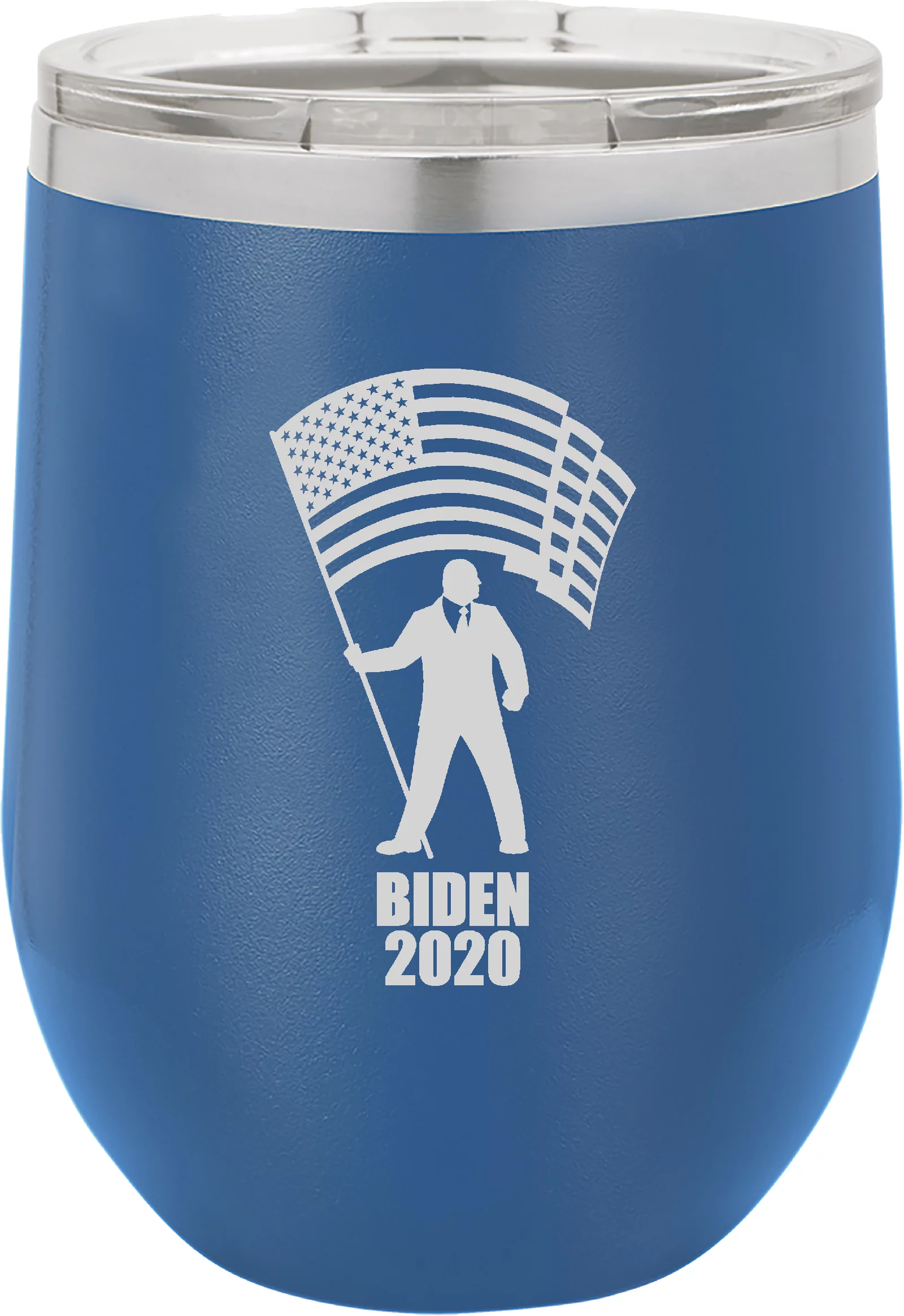Biden 2020 Stainless Steel Insulated Wine Cup with Lid 12 Oz. (Blue)