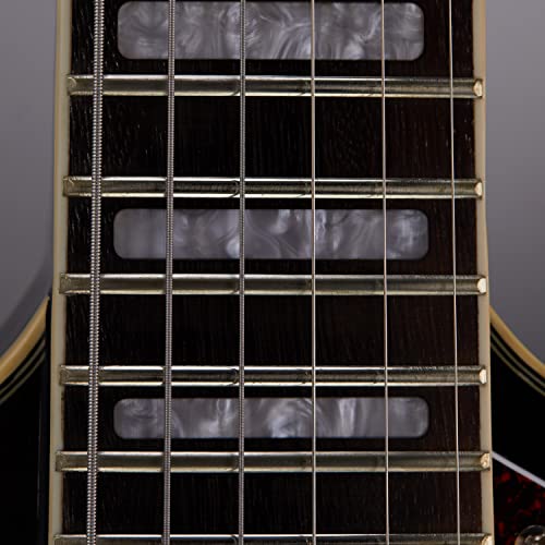 GROTE Jazz Electric Guitar Semi-Hollow Body Trapeze Tailpiece Bridge Guitar Gig Bag (Black)