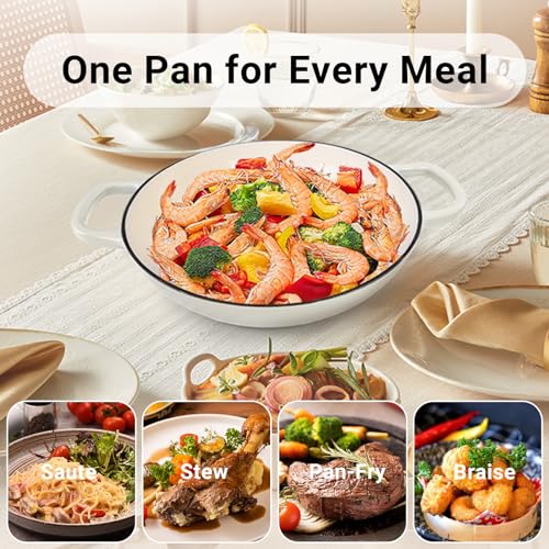 Enameled Cast Iron Dutch Oven, 3.8 Quart Dutch Oven Pot with Lid, Non Stick Dutch Oven Cast Iron Pot, Round Oven Safe up to 500°F for Marinate, Cook, Bake, Refrigerate and Serve – Cream White