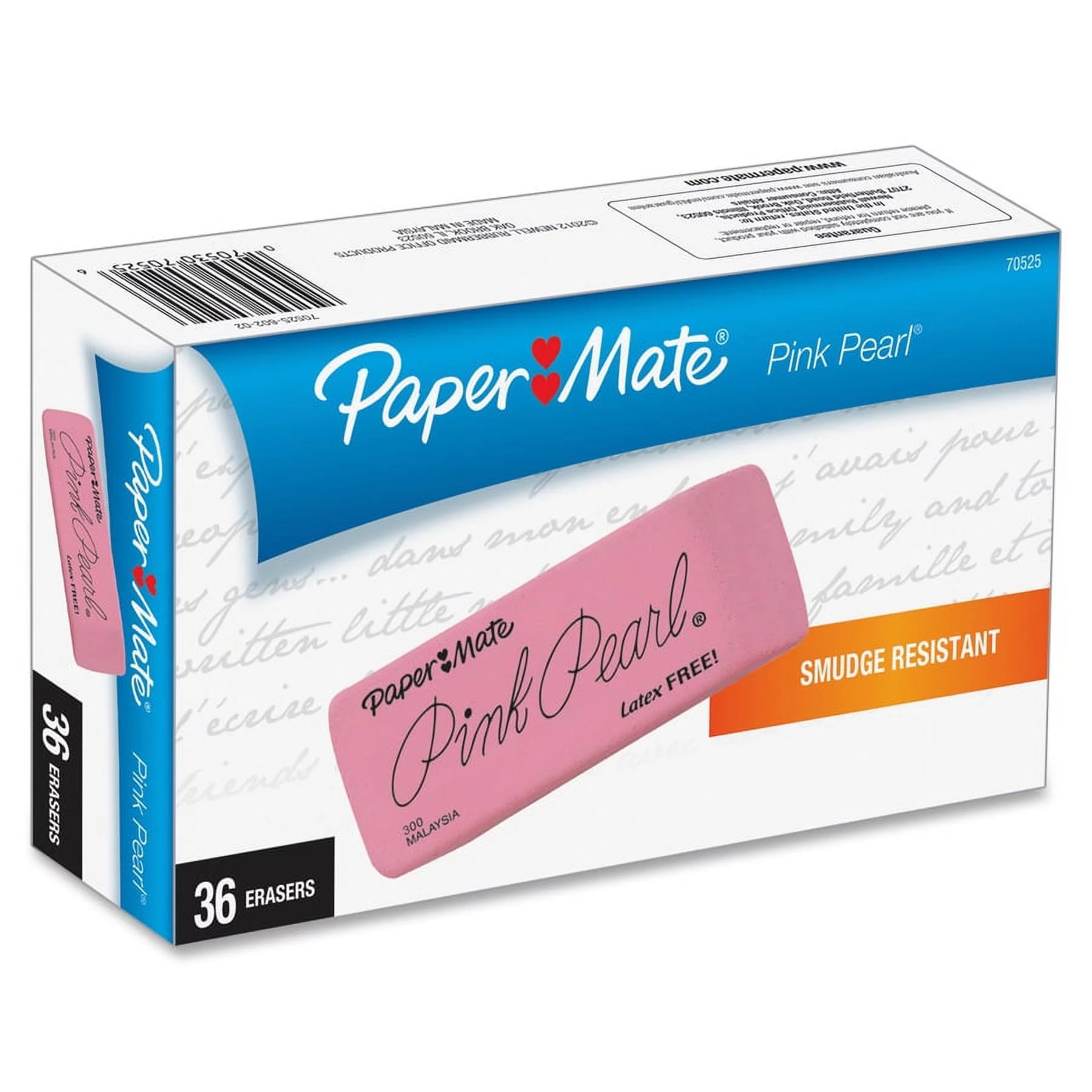 Paper Mate Pink Pearl Erasers, Small, 36 Count