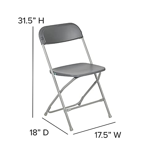 EMMA + OLIVER Set of 2 Plastic Folding Chairs - 650 LB Weight Capacity Lightweight Stackable Folding Chair in White