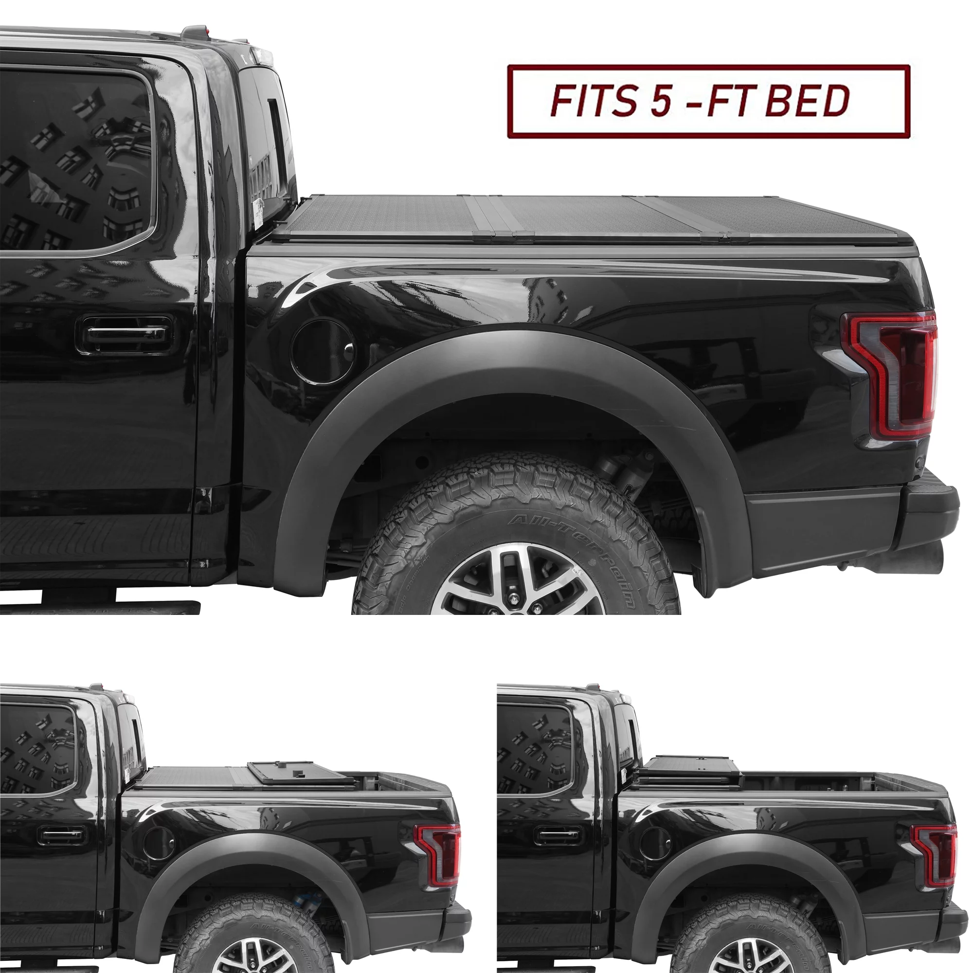 Kikito Professional FRP Hard Tri-Fold Truck Bed Tonneau Cover for Frontier 2005-2024 & Suzuki Equator 2009-2012 5FT