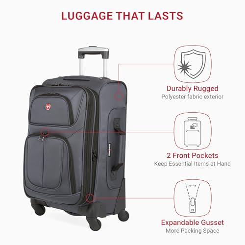 SwissGear Sion Softside Expandable Roller Luggage, Teal, 3 Piece Set (21/25/29)