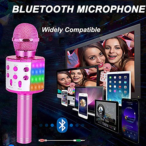 Bluetooth Karaoke Microphone Wireless: Karaoke Mic with Led Lights for Adults Kids Singing - Perfect Toys for Girls Birthday Gifts