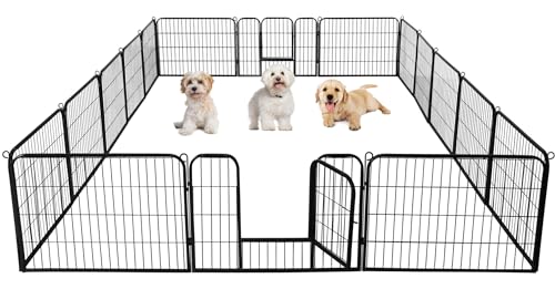 Topeakmart 24-Inch 6 Panel Heavy Duty Portable Pet Playpen Dog Exercise Pen Cat Fence Crate Cage Kennelwith Door Puppy Rabbits Play Pen,Outdoor/Indoor,Black