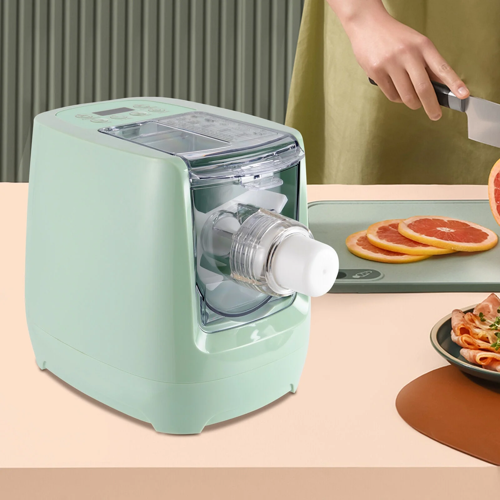 Miumaeov 13-Mode Automatic Noodle Maker Electric Pasta Lasagna Dumpling Skin Making Machine Green