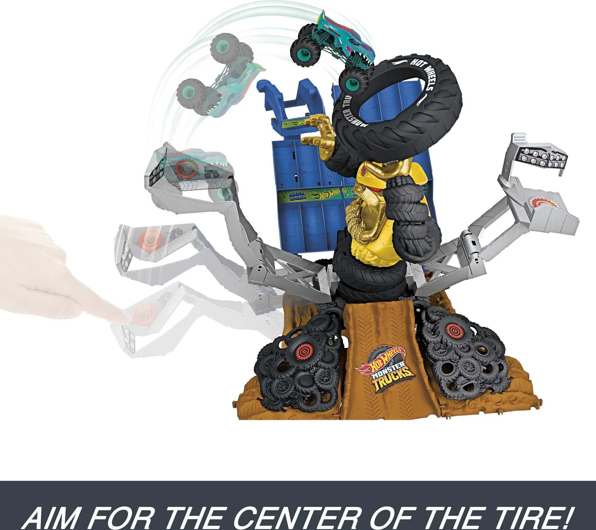 Hot Wheels Monster Trucks Arena Smashers Mega-Wrex vs. Crushzilla Takedown Playset