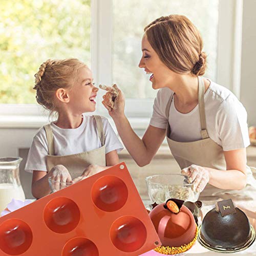 Hot Chocolate Bomb Silicone Mold 2.5 Inch Sphere - Large Round Semi Sphere for Hot Cocoa Bombs, Ball and Half Dome (3Pcs Pink)