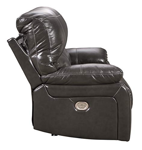 Signature Design by Ashley Jesolo Modern Faux Leather Manual Pull Tab Double Reclining Sofa, Dark Brown