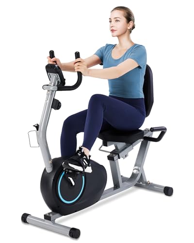 Recumbent Exercise Bike for Seniors - 400LB Weight Capacity Recumbent Bikes with Comfortable Seat, Pulse Sensor, 16-level Resistance, LCD Monitor