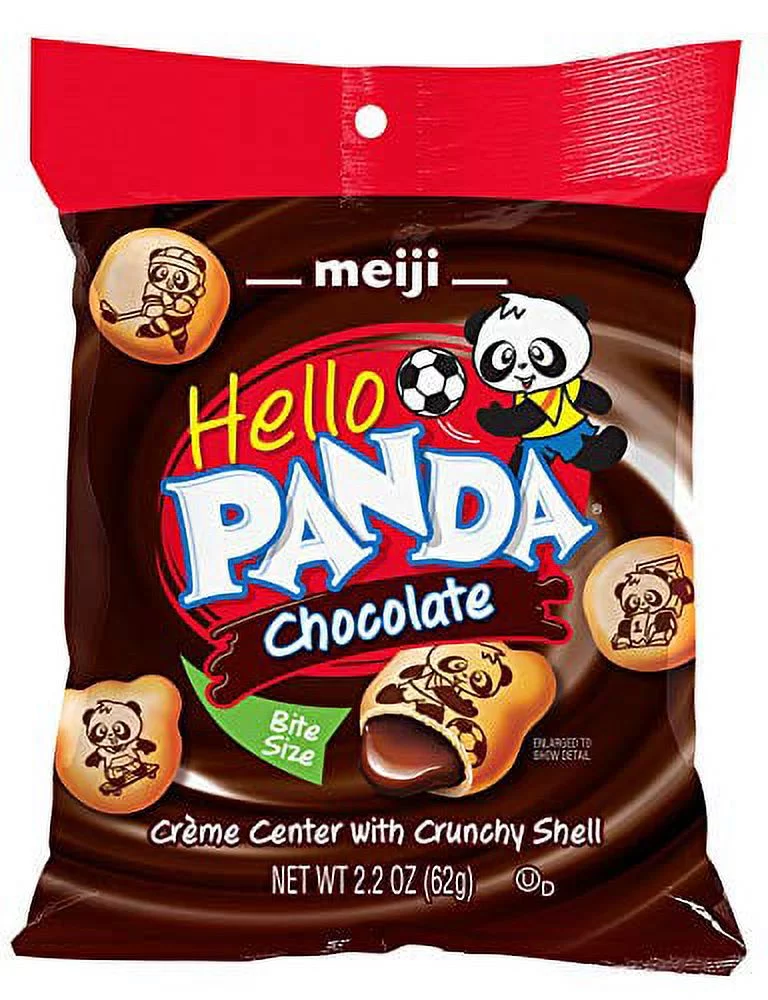 Meiji Hello Panda Chocolate & Strawberry Crème Filled Combo, 2.2 Ounce (62g) x 6 Bags Each Flavor