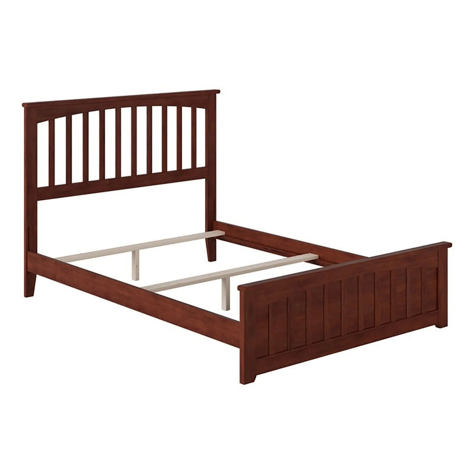 Leo & Lacey Farmhouse Solid Wood Full Spindle Bed with Headboard in Walnut
