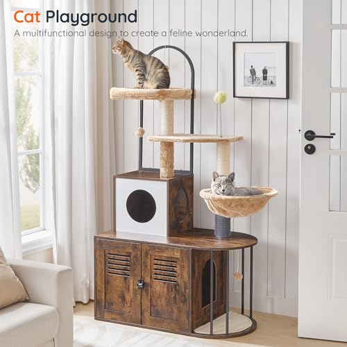 HOOBRO Cat Tree with Litter Box Enclosure, All-in-One 31.5