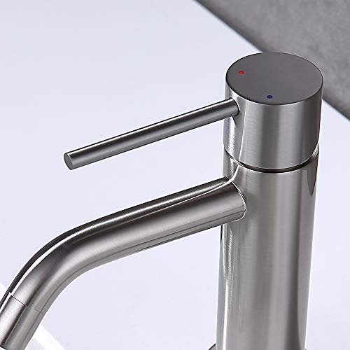 Brushed Gold Vessel Sink Faucet with Pop Up Drain and Supply Lines, Stainless Steel Gold Vanity Faucet Single Hole, JXMMP Single Handle Bathroom Faucet Gold, JXM1001BG