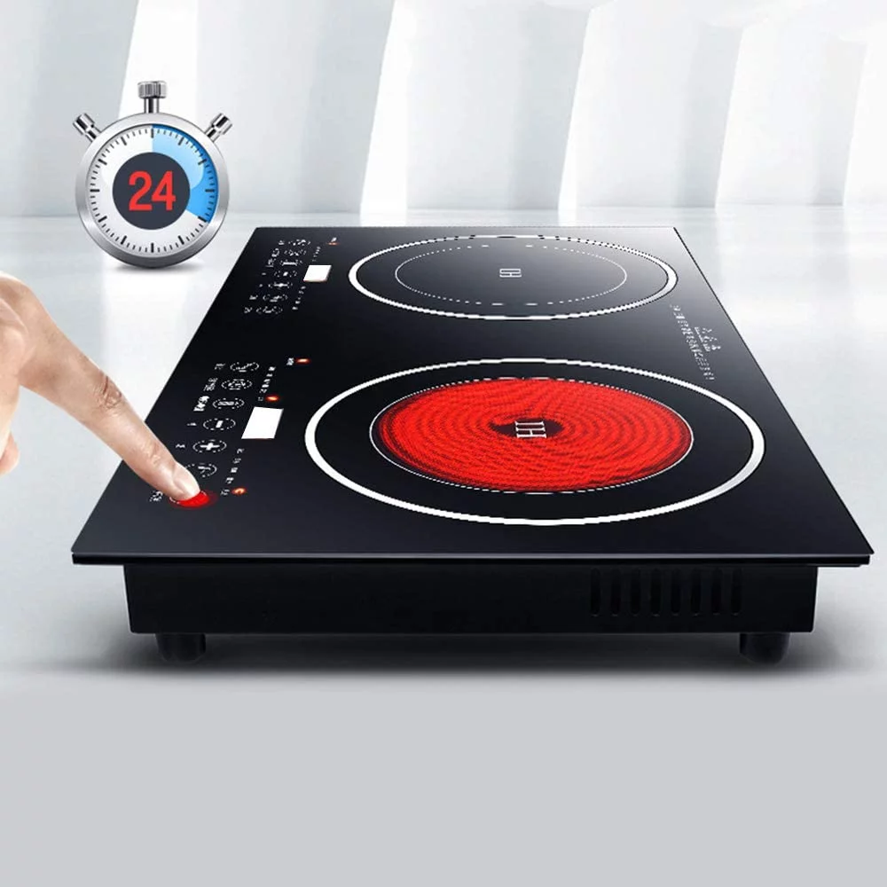 TFCFL 2400W Electric Cooker Cooktop Double Burner Countertop 110V Black