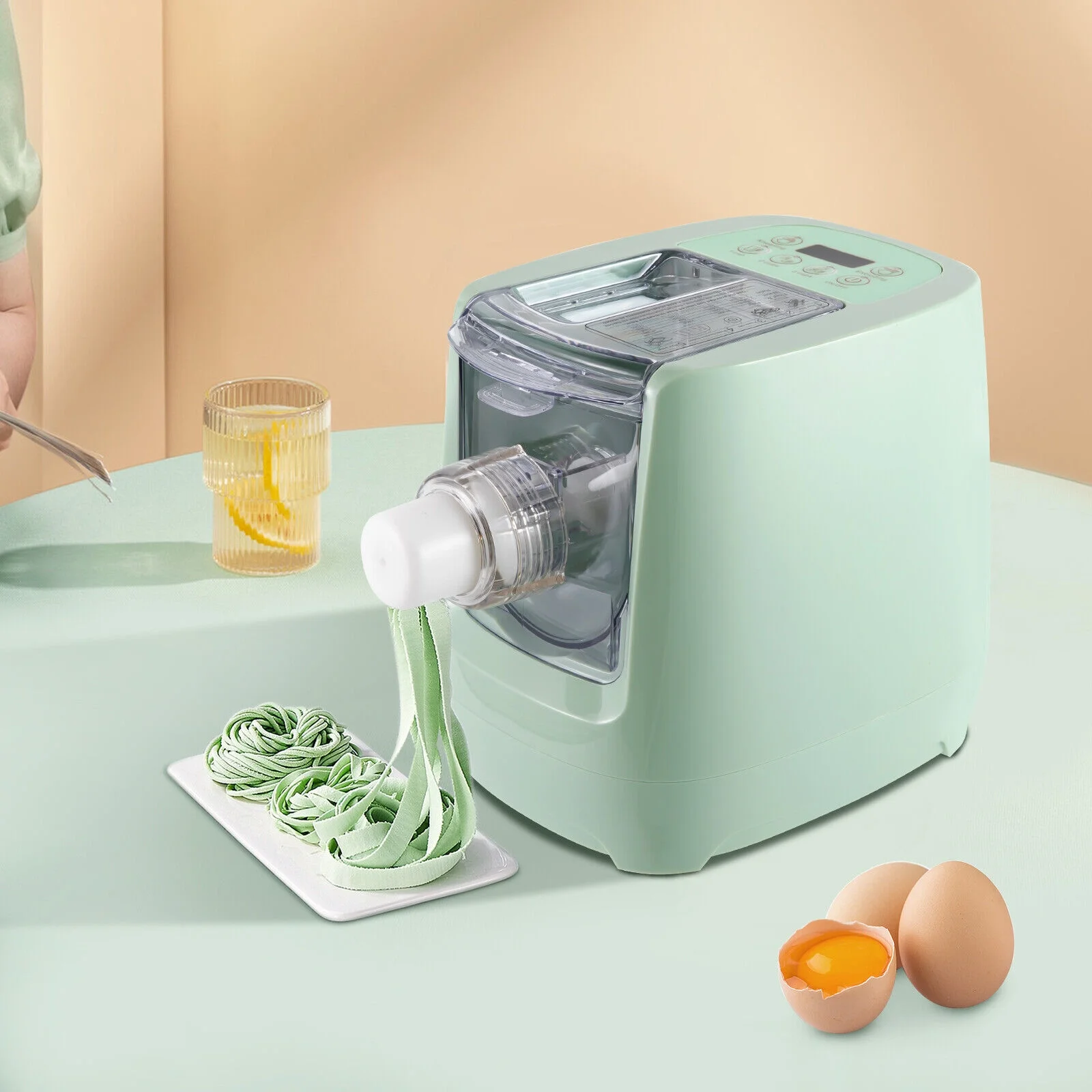 Miumaeov 13-Mode Automatic Noodle Maker Electric Pasta Lasagna Dumpling Skin Making Machine Green