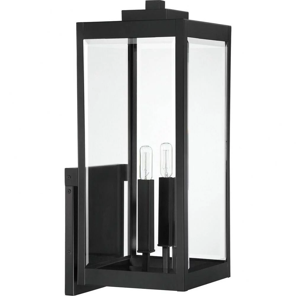 2-Light Extra Large Outdoor Wall Lantern in Earth Black with Clear Beveled Glass Panels 9 inches W X 22.75 inches H-Western Bronze Finish Bailey