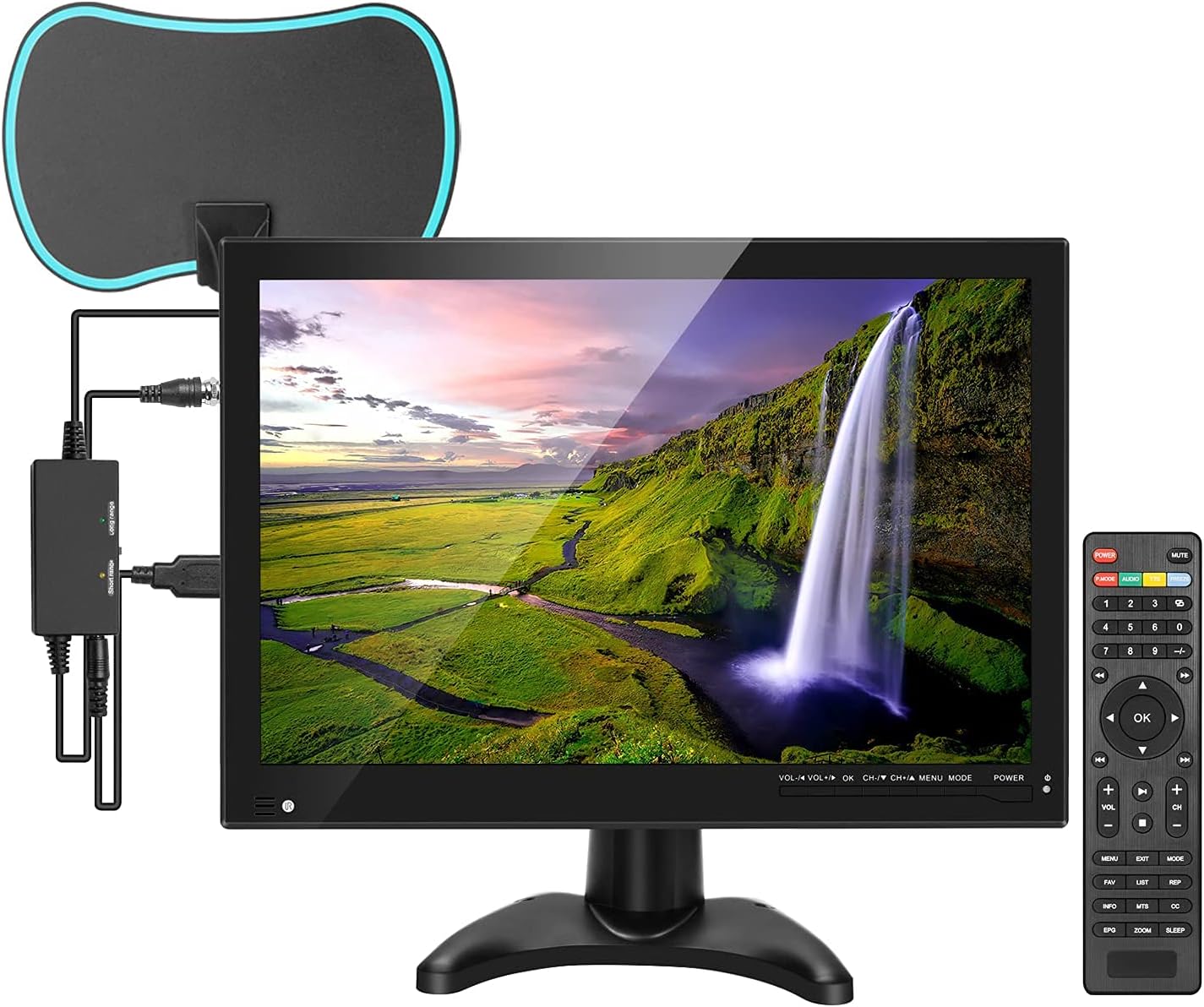 14inch Rechargeable Battery TV,Portable TV Built-in Digital Tuner ATSC,Support Camping,car,Travel with USB,FM Radio,AV Video Input,HDMI Input Port,Remote Control