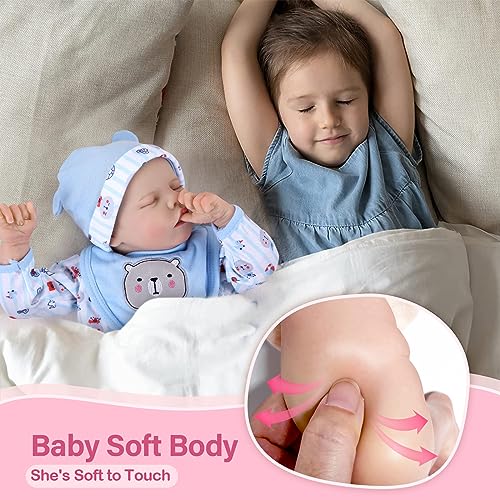 JIZHI Lifelike Reborn Baby Dolls Girl, 17 Inch Real Baby Doll Soft Body Realistic Newborn Vinyl Silicone Baby Doll Full Body Poseable Real Life Baby Dolls with Feeding Kit Gift Box for Kids Age 3+