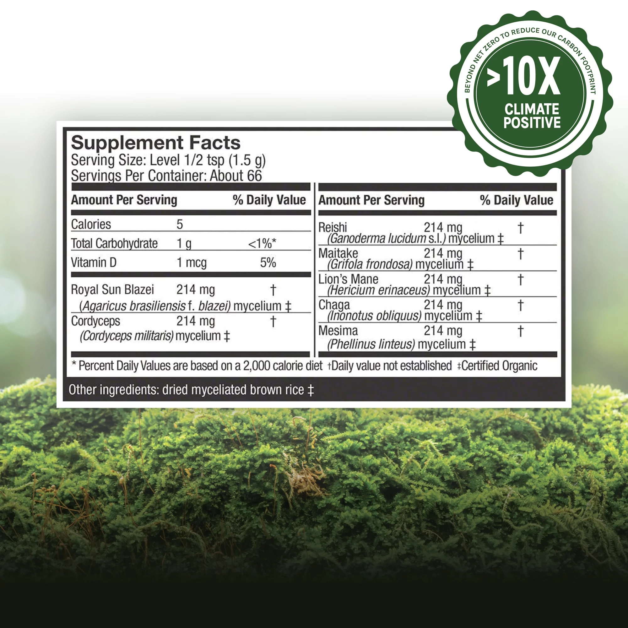 Host Defense, Stamets 7 Mushroom Powder, Daily Immune Support, Mushroom Supplement, 3.5 Oz, Plain