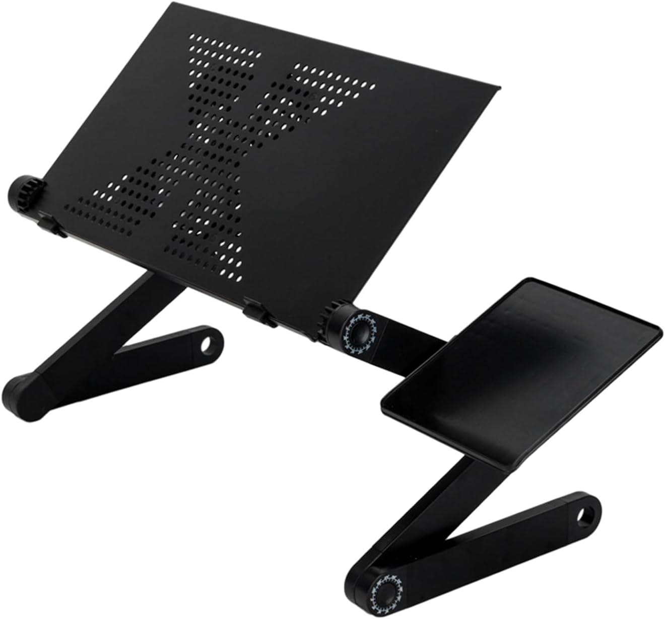 Best Adjustable Laptop Stand Lap Desk for Bed Couch with Mouse Pad Ergonomic Height Angle Tilt Aluminum Desktop Riser Tray Portable Computer Riser Table Cooler Cooling Folding Holder Black