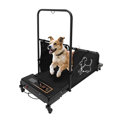 Dog Treadmill for Small/Medium/Large Dogs, Indoor Pet Exercise Machine Pacer Treadmills at Home with Remote Control, Dogs Cats Pacer Training Slatmill with LCD Display Screen and 2 Wheels, Black