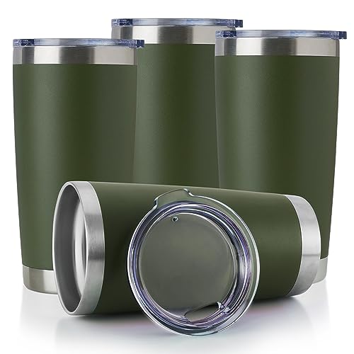 DOMICARE 20oz Stainless Steel Tumbler Bulk with Lid, Double Wall Vacuum Insulated Travel Mug, Powder Coated Coffee Cup, Powder Black, 8 Pack