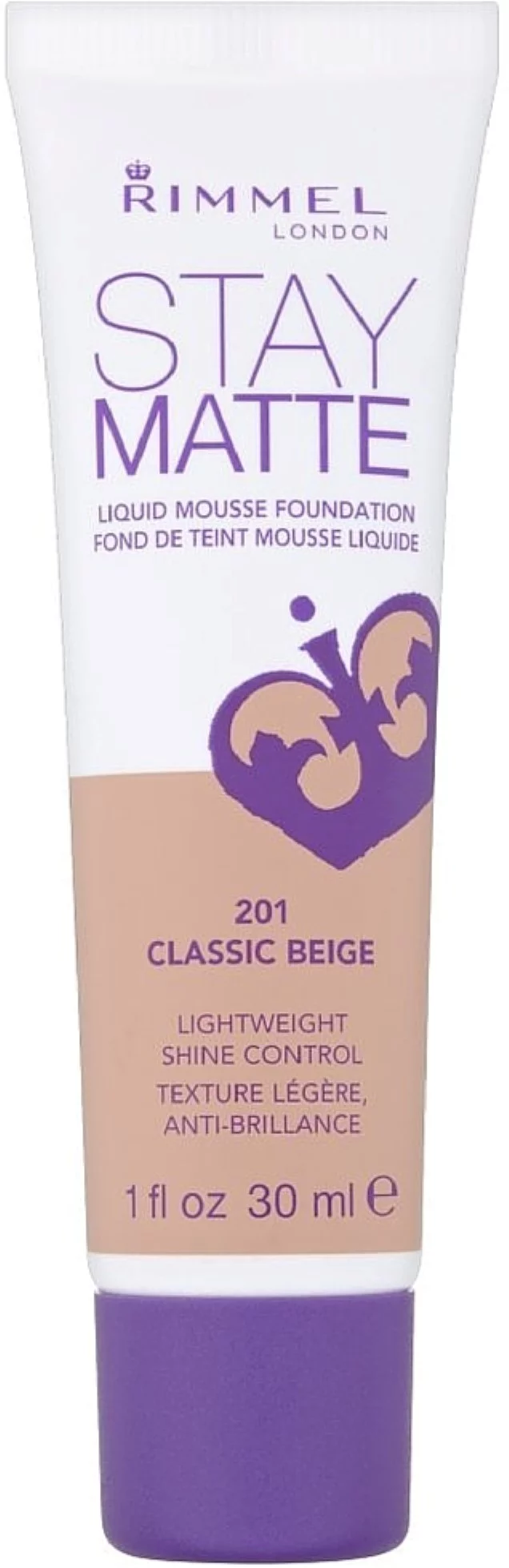 Rimmel London Stay Matte Liquid Mousse Foundation, Classic Beige [201] 1 oz (Pack of 6)