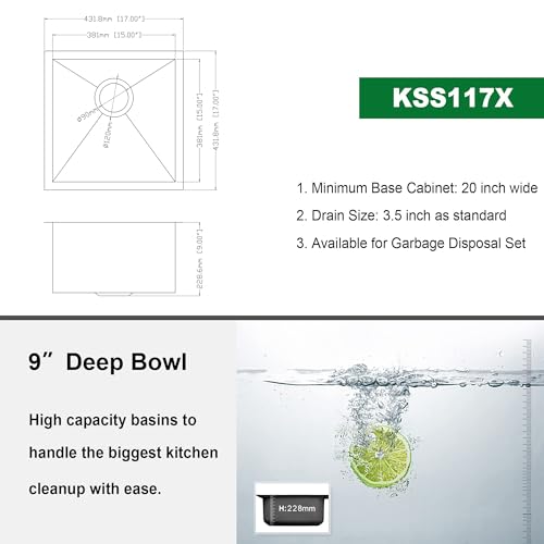 Kichae 12“ Deep Laundry Sink Undermount - 24 Inch Black Undermount Utility Sink Stainless Steel Single Bowl Under Counter Handmade Laundry Utility Room Basin