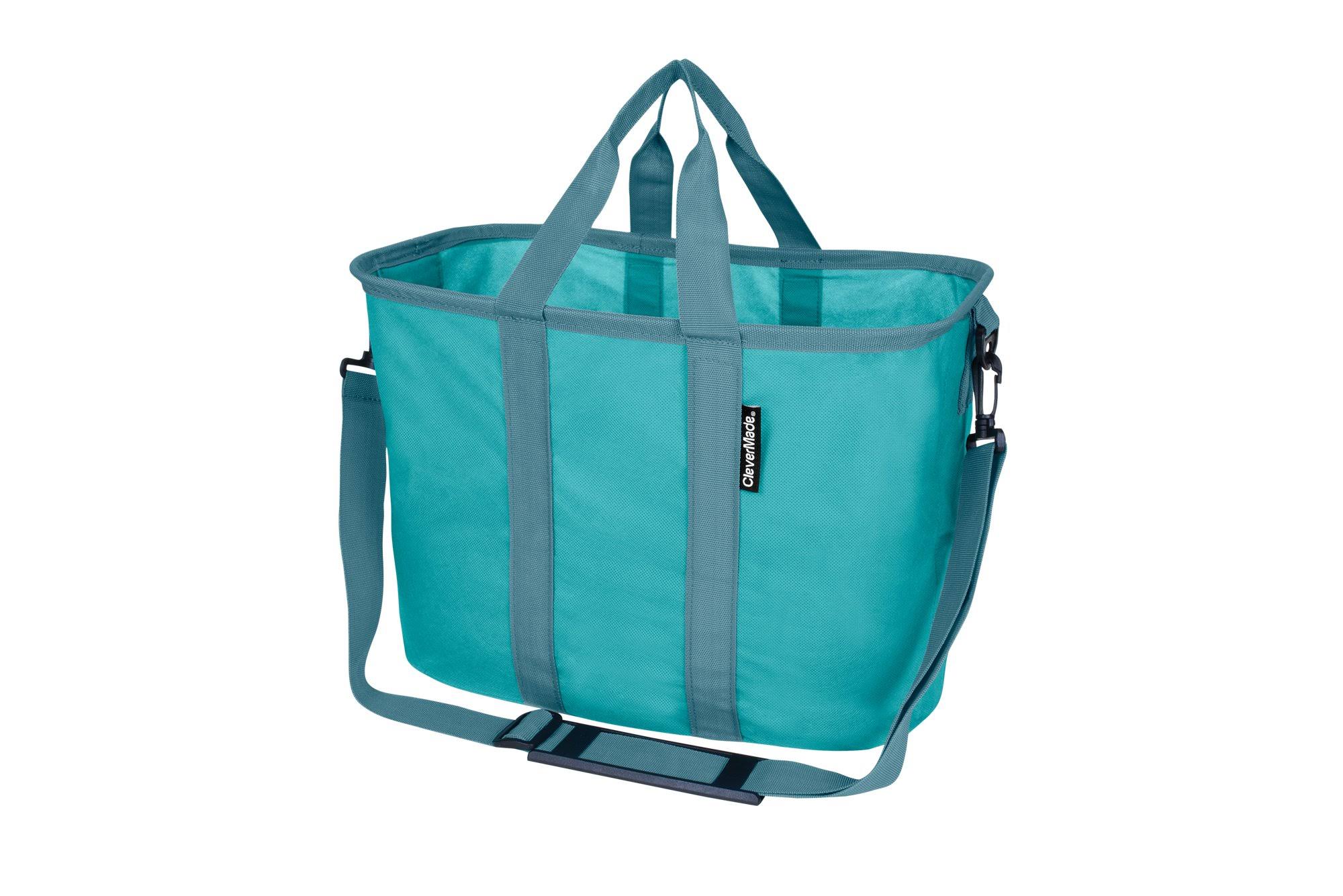 Clevermade 20L EcoBasket Grocery Tote Bags with Shoulder Strap, Plum (3 Pack)