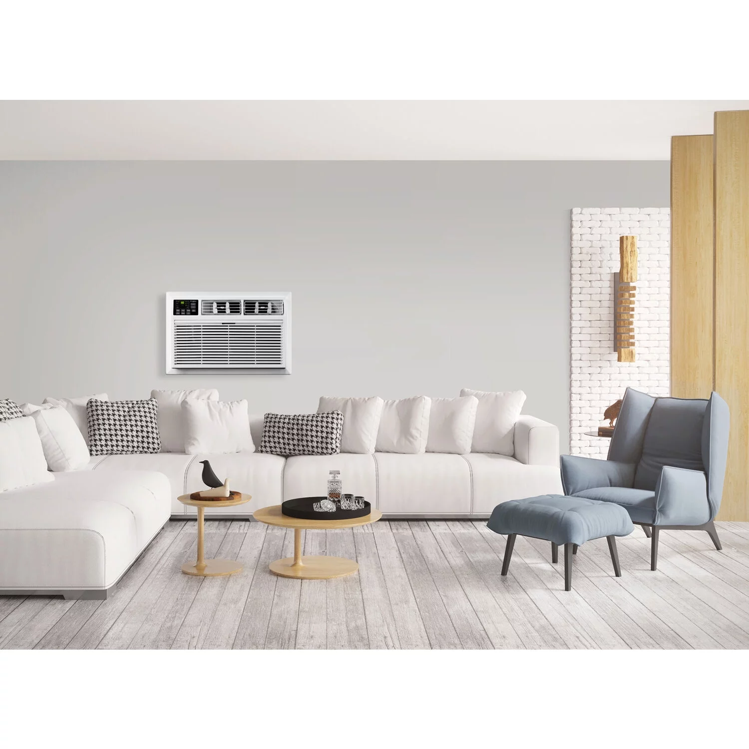 Whirlpool 8,000 BTU 115-Volt 350 Sq.Ft. Wall Air Conditioner with Remote, White, WHAT081-1AW