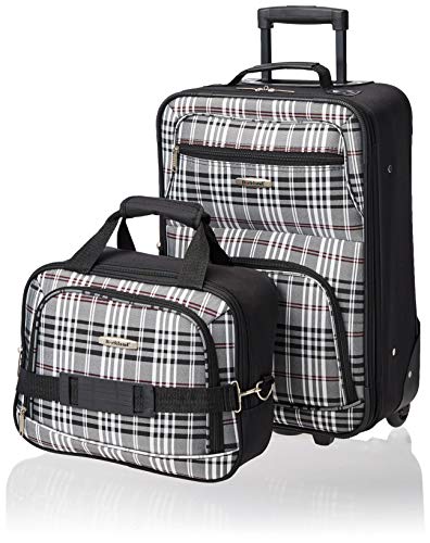 Rockland Fashion Softside Upright Luggage Set, Expandable, Black Plaid, 2-Piece (14/19)