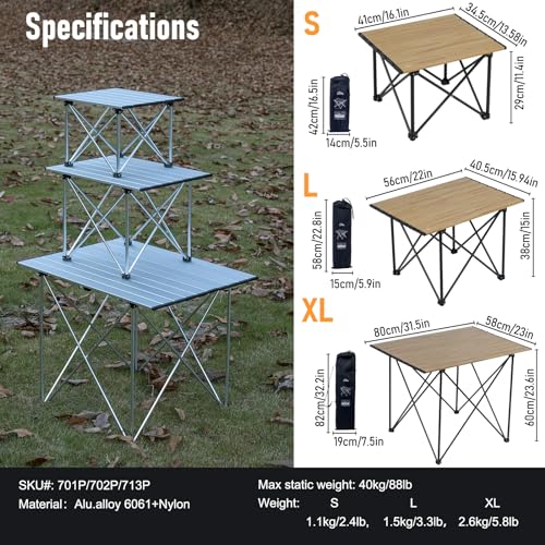 iClimb Ultralight Compact Camping Folding Table with Carry Bag (Blue - S)