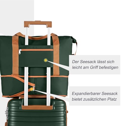 Joyway Carry On Luggage 20 Inch Expandable Suitcase with Spinner Wheel, 4 Piece Hard Shell Luggage Set with TSA Lock(White brown)