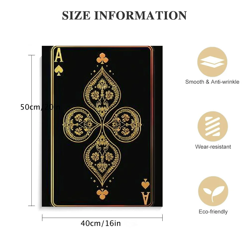 JEUXUS Playing Cards Wall Art Canvas Playing Card Art Poster Ace of Spades Picture Black and Gold Playing Cards Canvas Wall Art for Living Room Bedroom