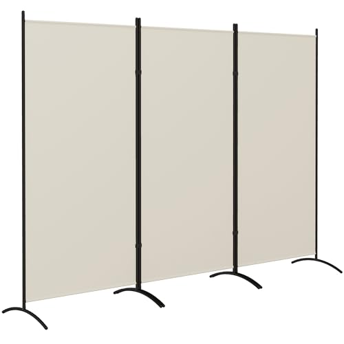 HOMCOM 3 Panel Room Divider, 6 Ft Tall Folding Privacy Room Separator, Freestanding Partition Wall Divider for Indoor, Home Office, Light Grey