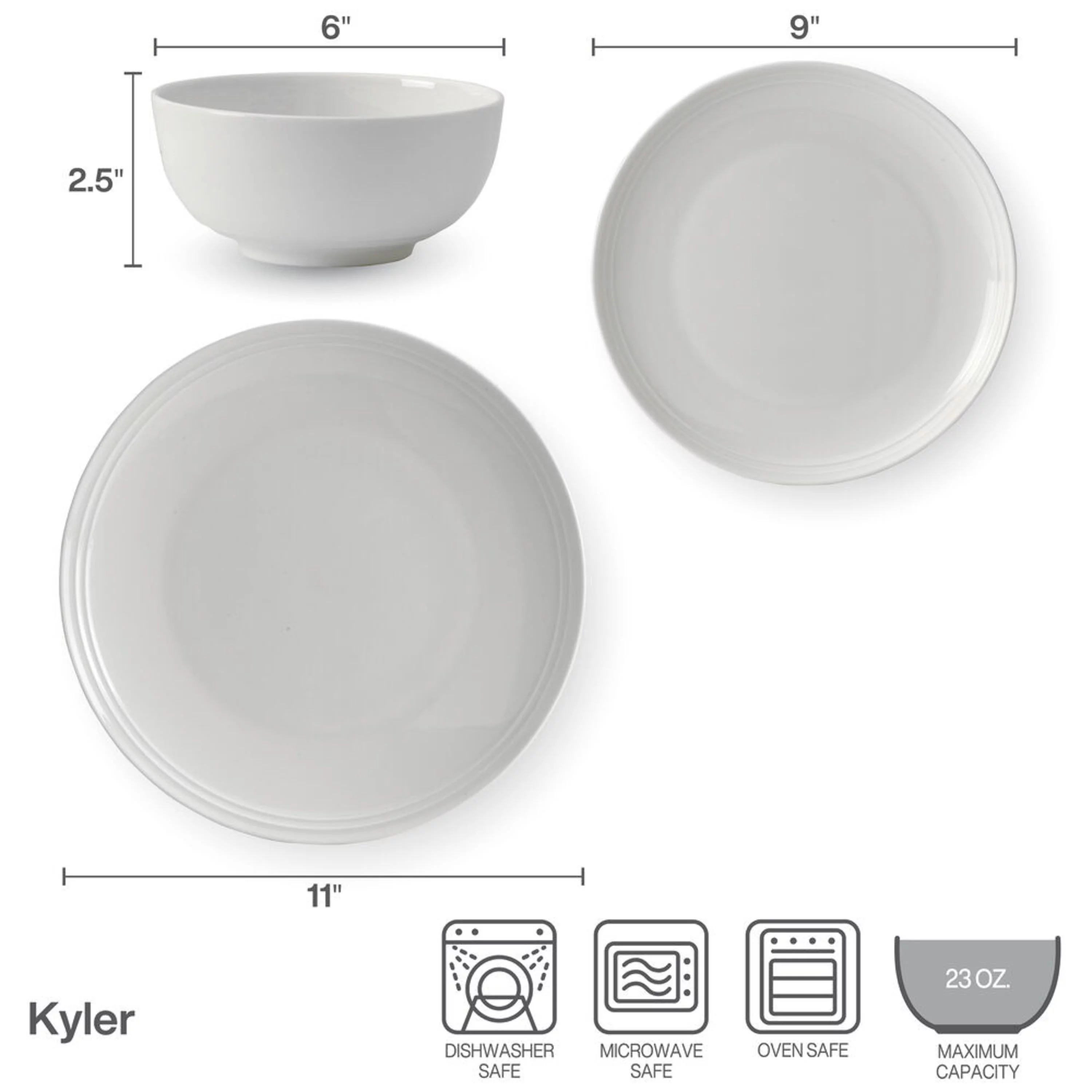 Mikasa Kyler 12-Piece Bone China Dinnerware Set, Service for 4