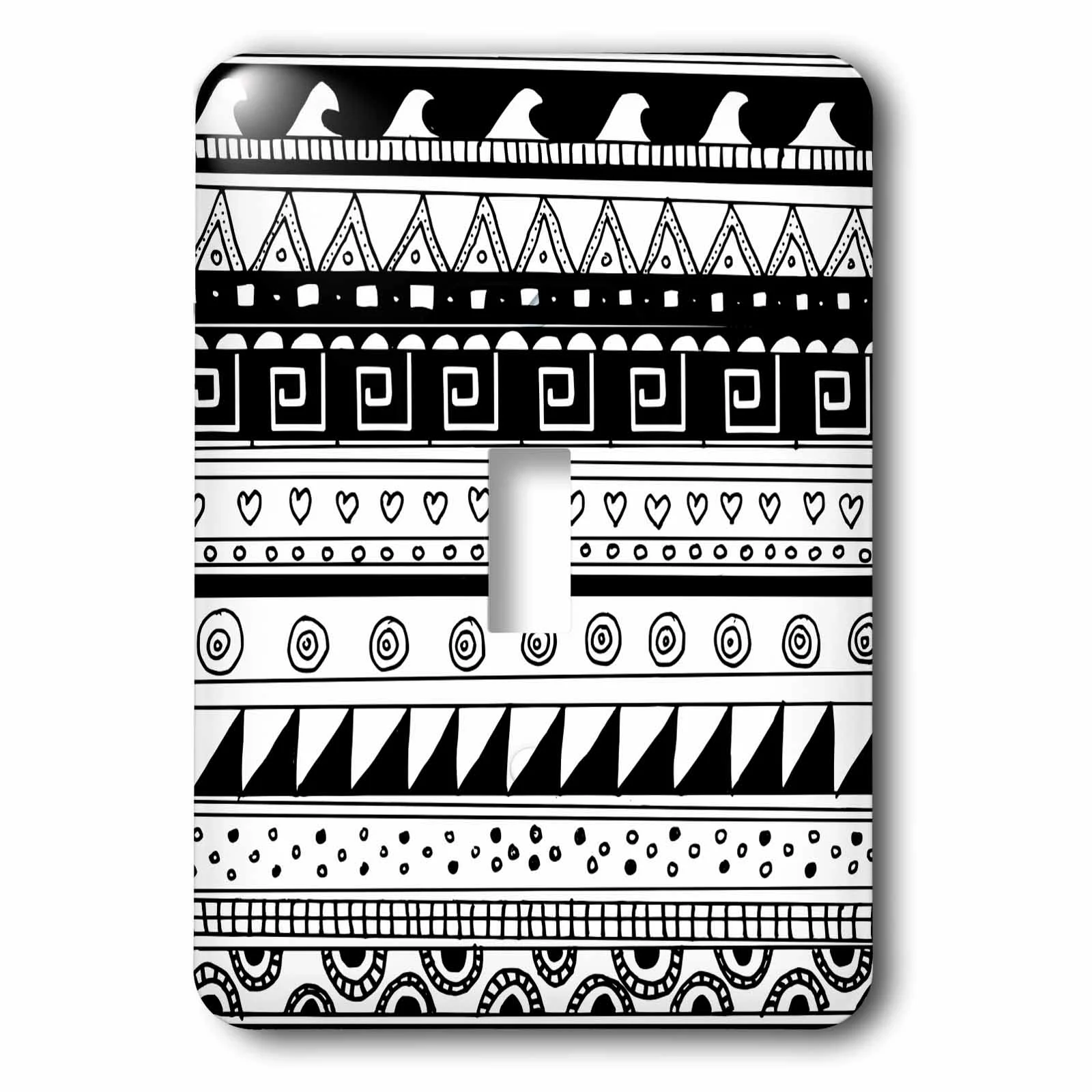 Black and white tribal pattern - modern abstract aztec patterns - stylish contemporary shapes rows single toggle switch lsp-113132-1