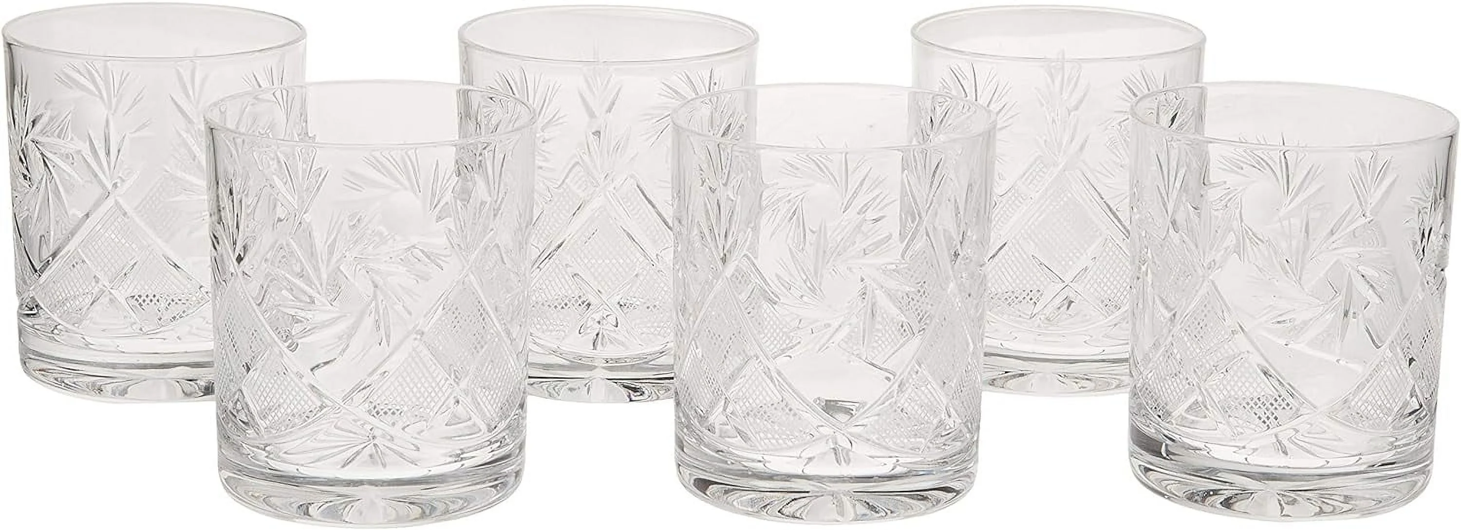 GIFTS PLAZA Set Of 6, 11-Oz Hand Made Vintage Russian Crystal Whiskey DOF Rocks Glasses