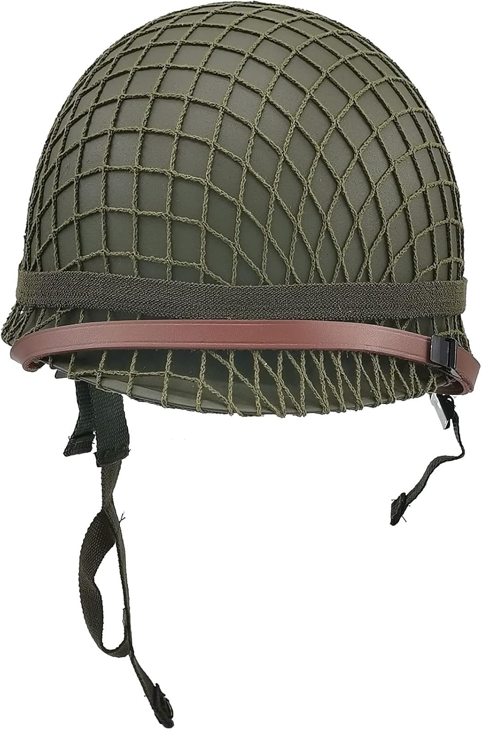 WWII US Army M1 Helmet, WW2 Gear, WW2 Helmet Metal Steel Shell Replica with Net/Canvas Chin Strap/Cat Eye Band