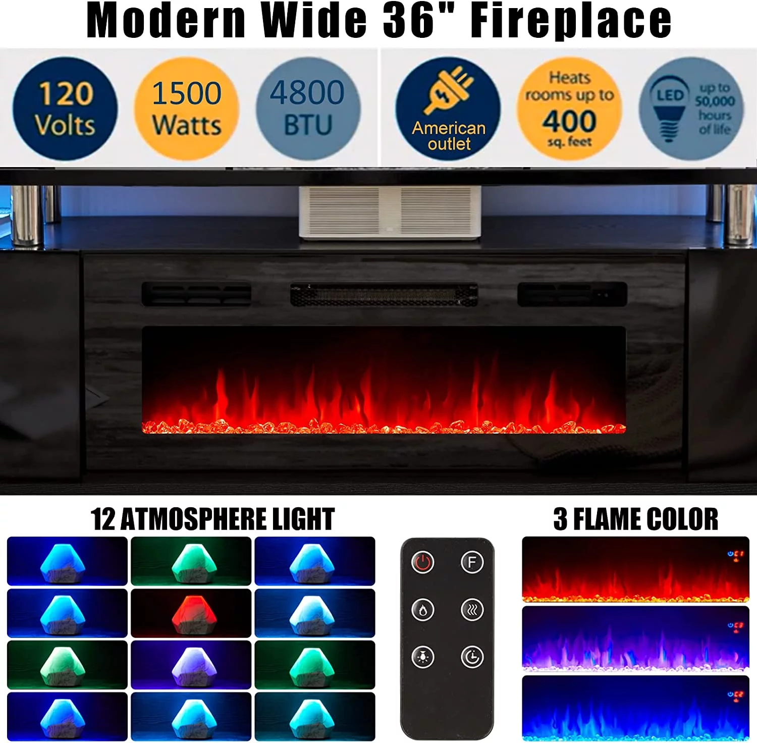 Amerlife Fireplace TV Stand with 36